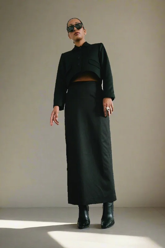 The Long Skirt in Black velvet skirt rich