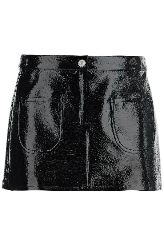 mini skirt with pockets 324CJU188VY0014 BLACK velvet skirt luxury