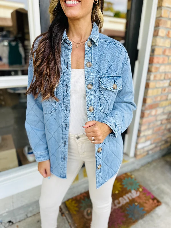 Mercure Jacket- Chambray Denim One-Shoulder Jacket Off-the-Shoulder Jacket Asymmetrical Jacket