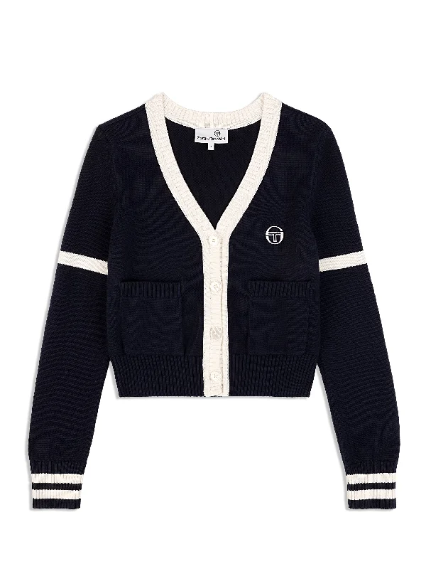 Lucia Knit Cardigan- Maritime Blue Fleece Cardigan Nylon Polyester