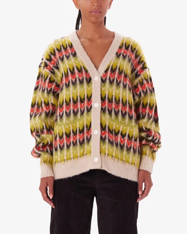 Granny Cardigan - Lime Multi Lightweight Heavyweight Midweight