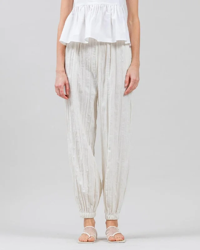 Libra cotton poplin pants in white High-Waisted Pants,