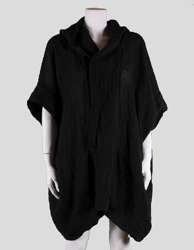 L Nk Zoran Mrvos Black Hooded Draped Cardigan Jacket With Dolmas Sleeves Medium Ribbed Jacket Pleated Jacket Ruffled Jacket