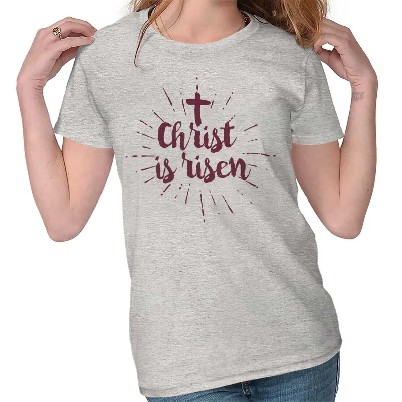 Christ Risen Ladies T Shirt Zippered Front Buttoned Front Snap Front