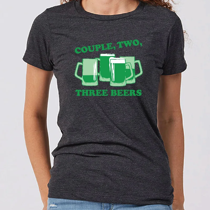 Couple, Two, Three Green Beers Minnesota Women's Slim Fit T-Shirt Nylon Fabric Polyester Fabric Spandex Fabric