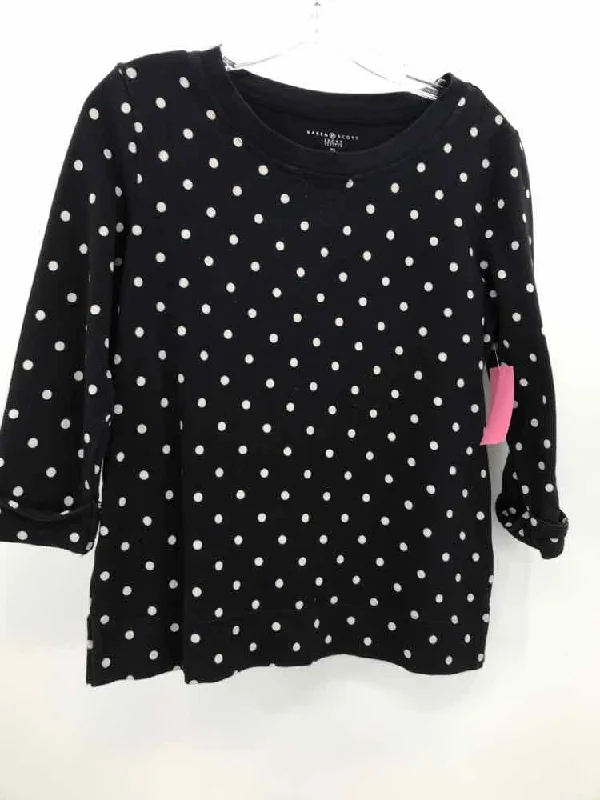 Pre-Owned Karen Scott Black Size Small P Polka Dot T-shirt Mesh Blend Leather Blend Suede Blend