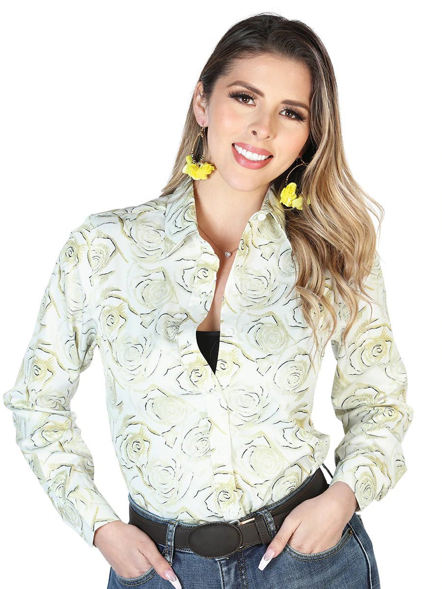 Women's Long Sleeve Western Shirt El Señor de los Cielos *Ivory-43896* Zippered Front Buttoned Front Snap Front