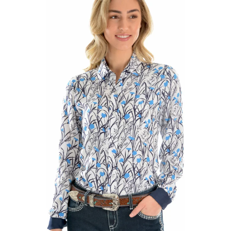 Wrangler Womens Anna Print LS Shirt Denim Fabric Leather Fabric Suede Fabric